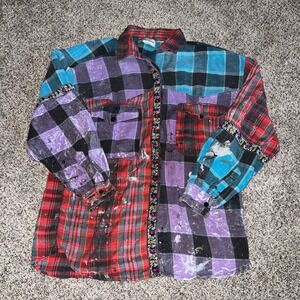 American Favorites Multi pattern Plaid Button Shirt Long Sleeve Women's Small